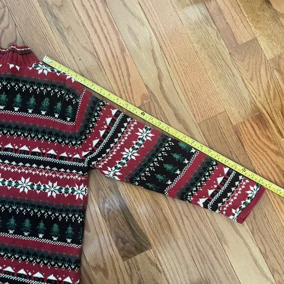 Heirloom Collectibles Christmas Cardigan Sweater Women Large Zip Front Fair Isle - Picture 9 of 10